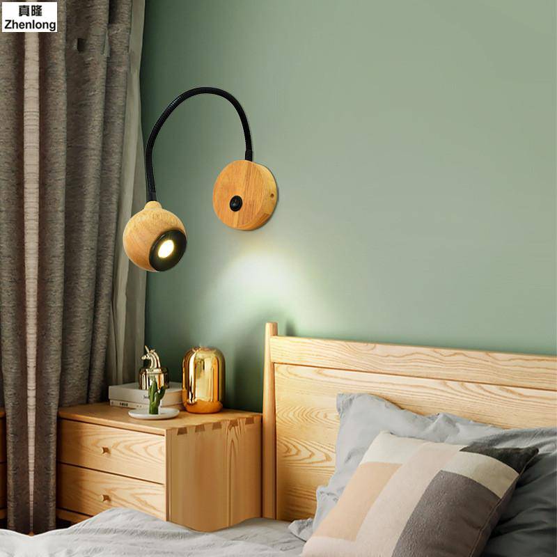 Applique murale 3W dirigeable en bois