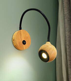 Applique murale 3W dirigeable en bois