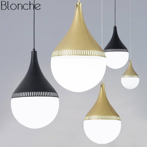 Design LED pendant light with glass balls with pointed hat (gold or black)