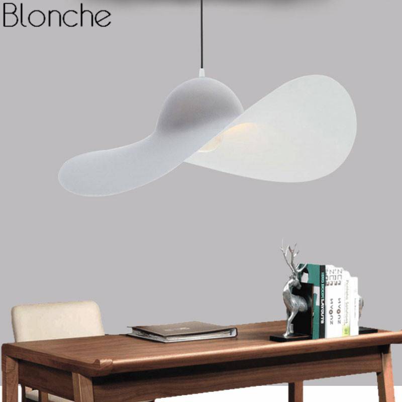 Lámpara de suspensión design Sombrero de LED ondulado blanco