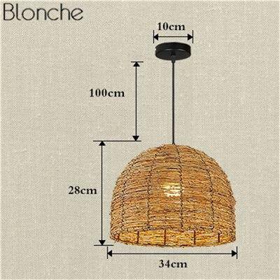 Lámpara de suspensión LED de ratán con pantallas de diferentes formas Decoración