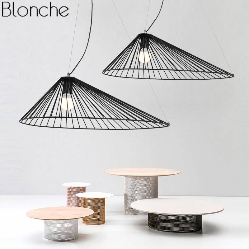 LED design pendant light Black straw Hat