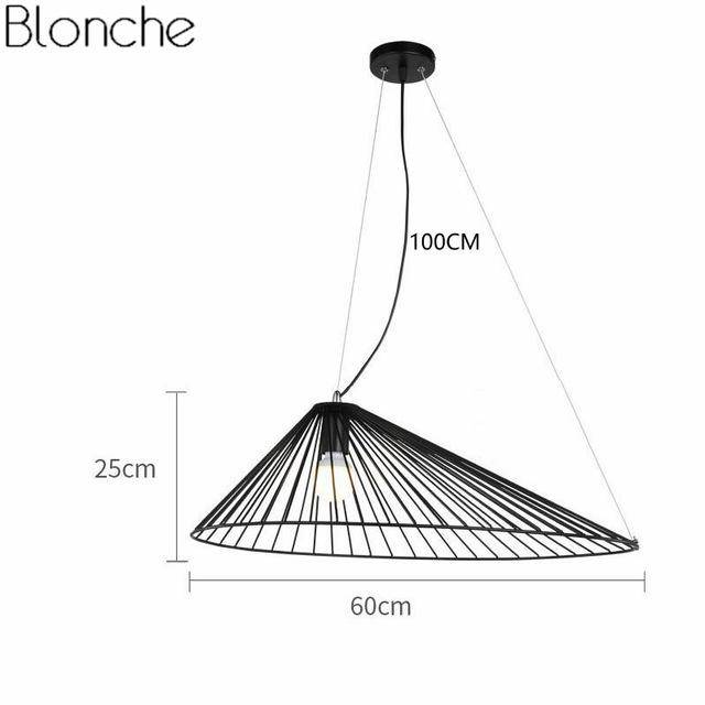 LED design pendant light Black straw Hat