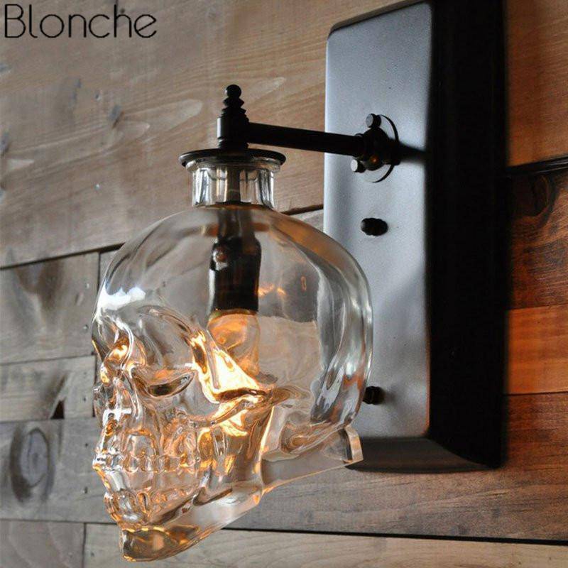 wall lamp skull and crossbones glass wall hanging Skull