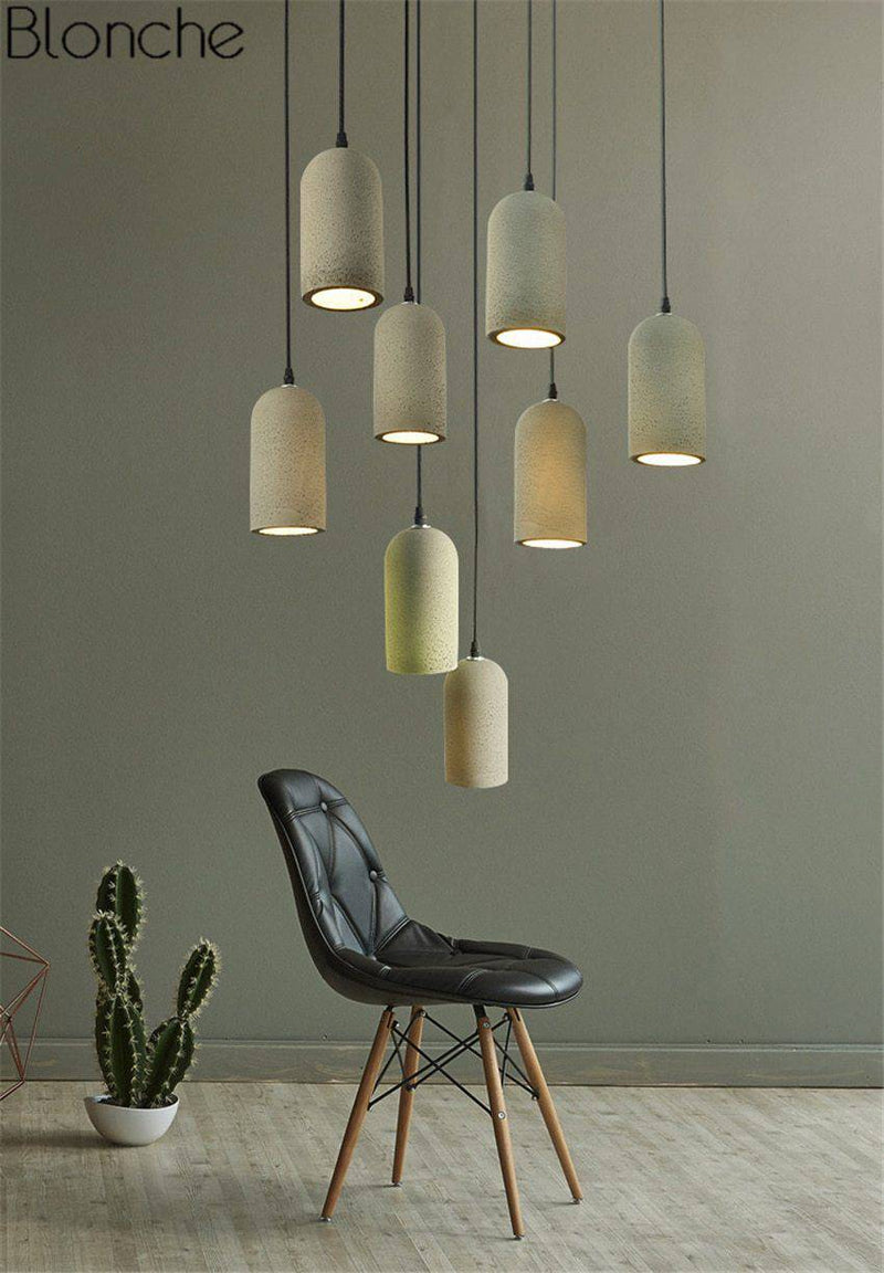 LED Vintage Design pendant light in rounded cement Pipe