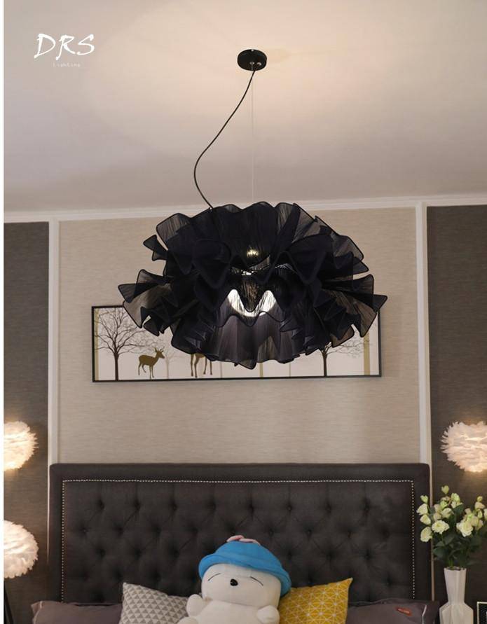 Design chandelier large flower of coloured fabric Danish