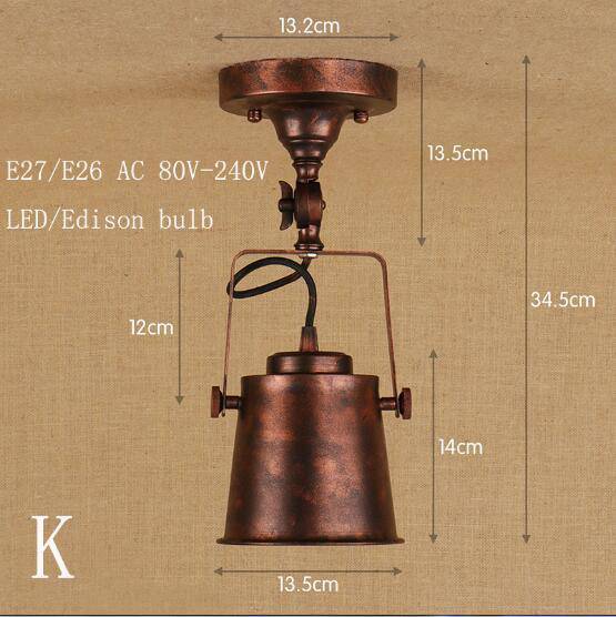 Lámpara de techo design con pantalla metálica de color retro Industrial