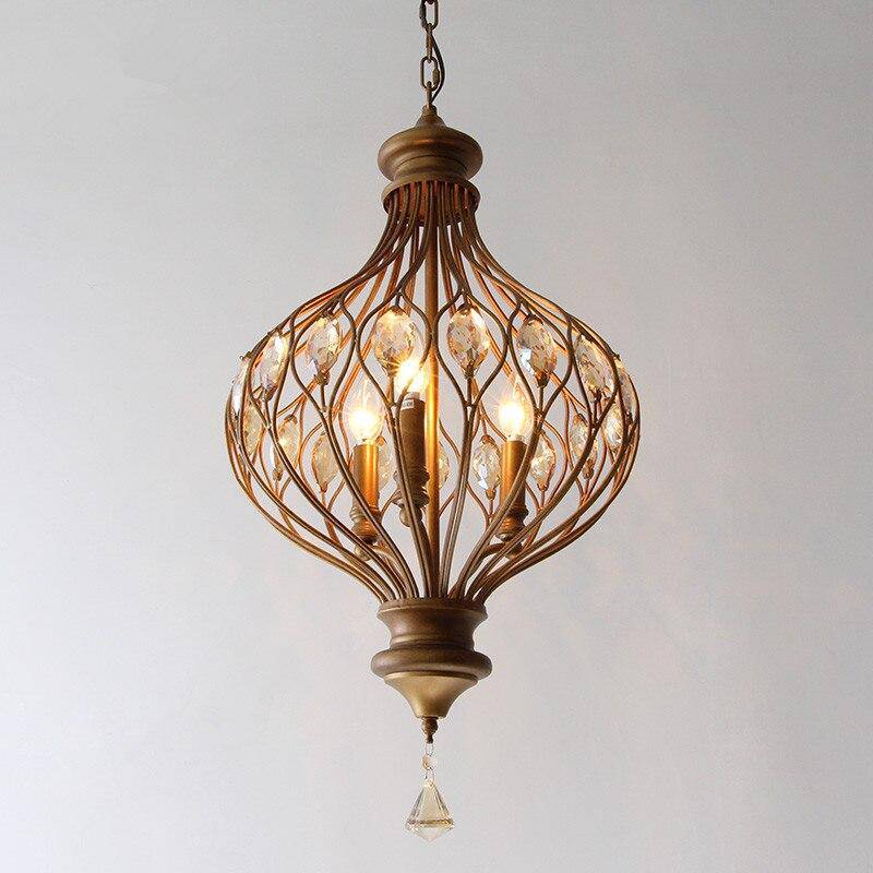 pendant light retro LED crystal glass and copper vintage