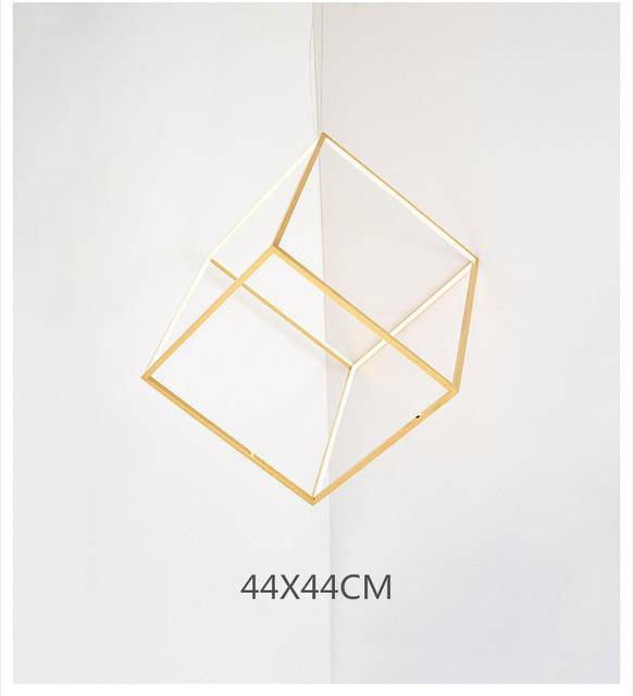 LED design pendant in the shape of golden cube branches