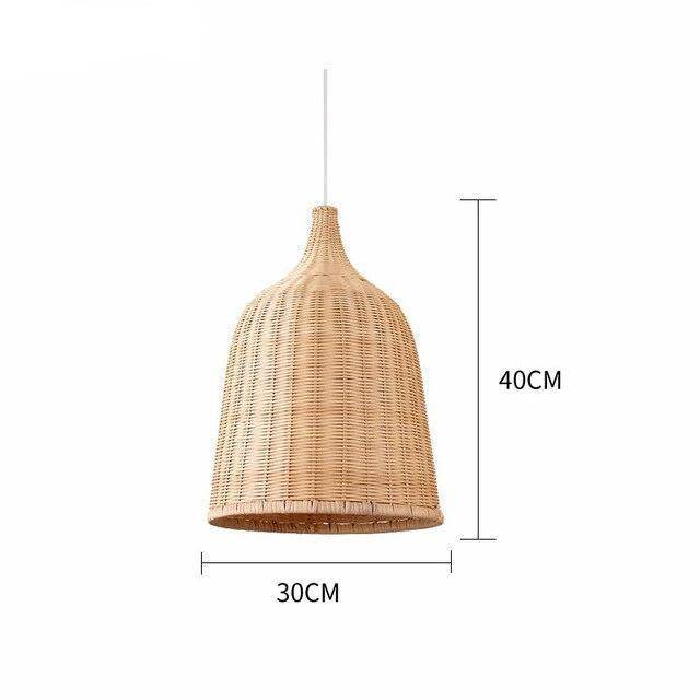 pendant light in LED rattan with lampshade in colored bell