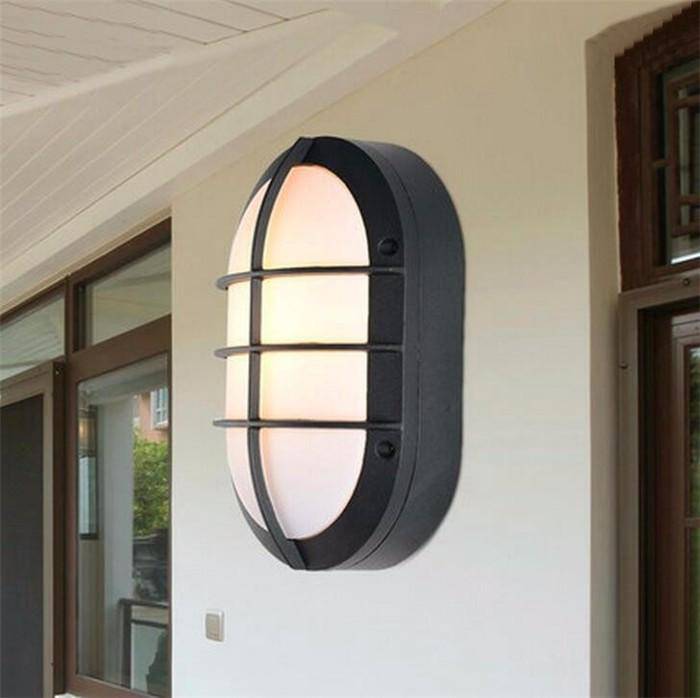 wall lamp outdoor LED modern oval grille