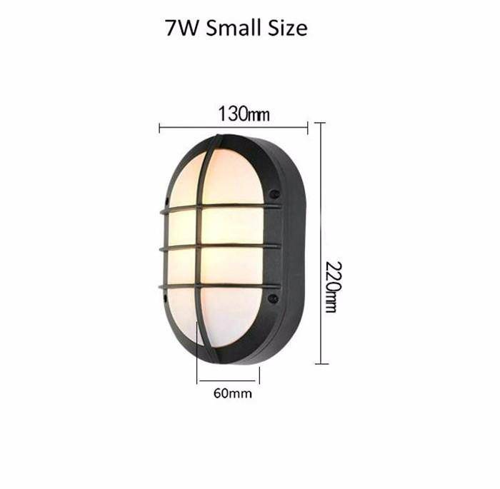 Moderna lámpara LED ovalada de exterior con rejilla