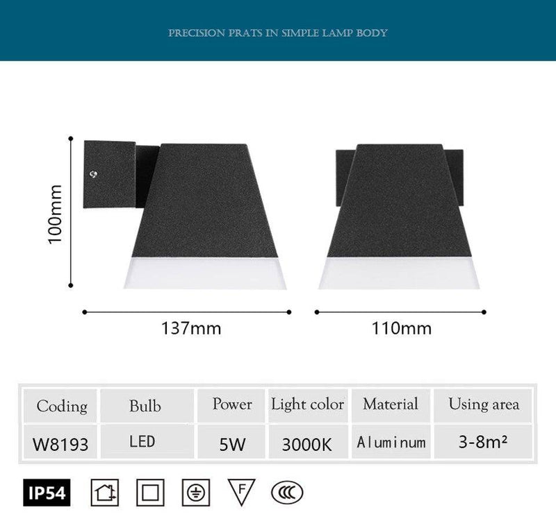 Lámpara LED piramidal de exterior en aluminio