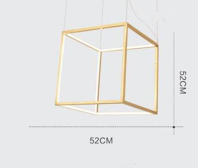 Suspension design à LED en forme de branches de cube dorée