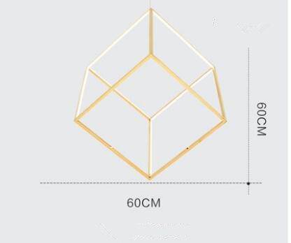 Suspension design à LED en forme de branches de cube dorée