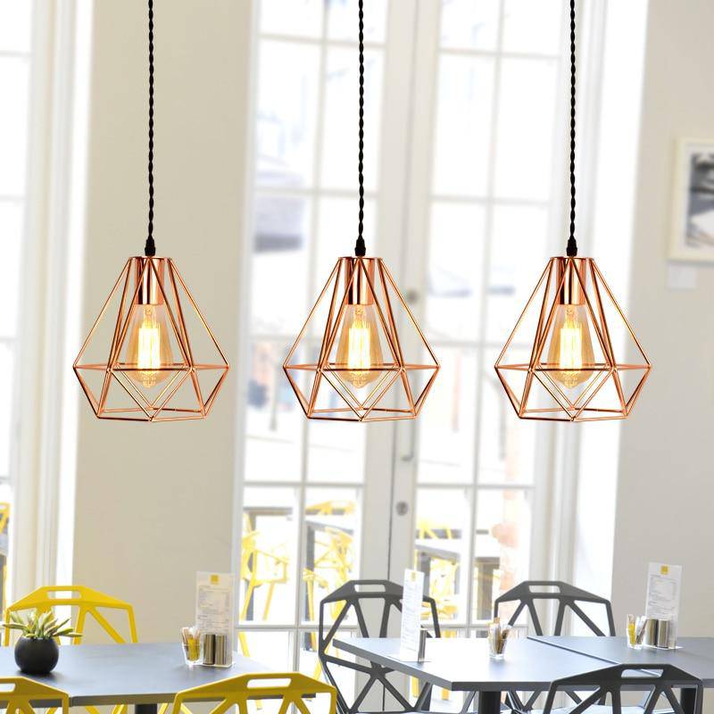 Suspension cage diamant vintage rose ou noir