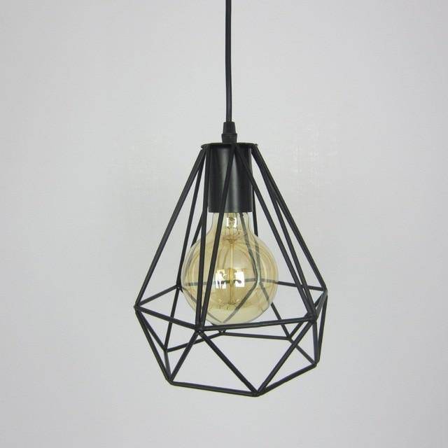 pendant light vintage pink or black diamond cage