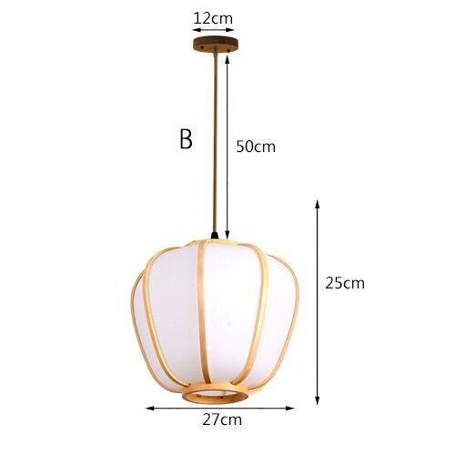 pendant light bamboo LED design with lampshade rounded Japanese style