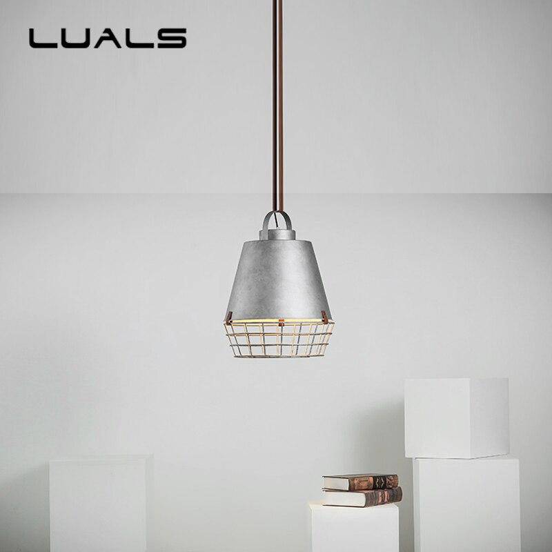 pendant light industrial LED with lampshade grey cage