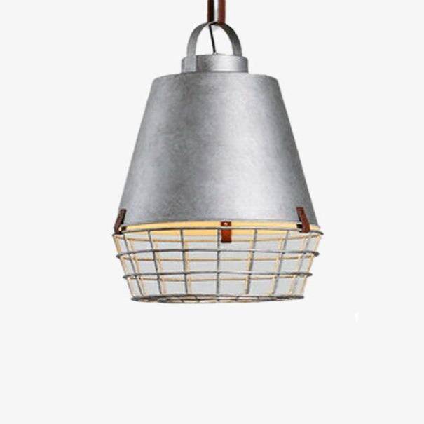 pendant light industrial LED with lampshade grey cage