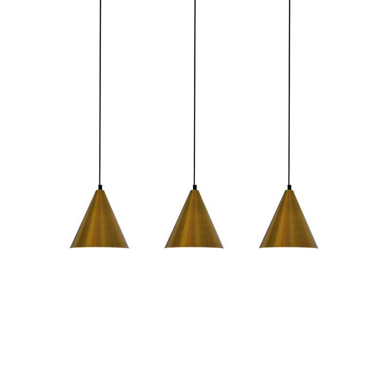 Lámpara de suspensión design cono dorado de lujo