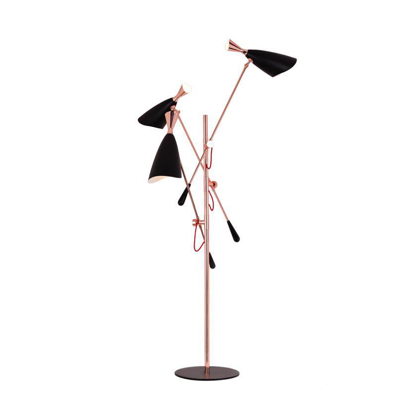 Floor lamp modern pink-gold LED design with articulated arms
