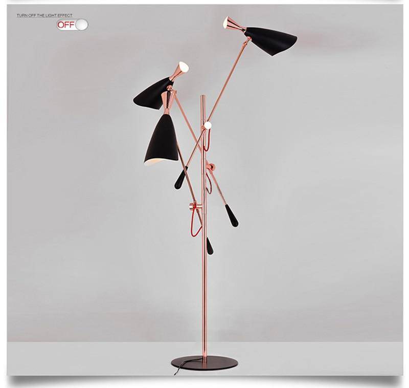 Floor lamp modern pink-gold LED design with articulated arms