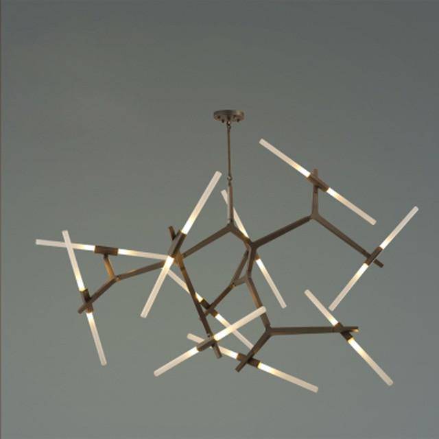 Scandinavian design chandelier with several branches in tube
