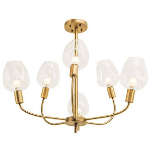 Gilded design chandelier and Modern smoked glass