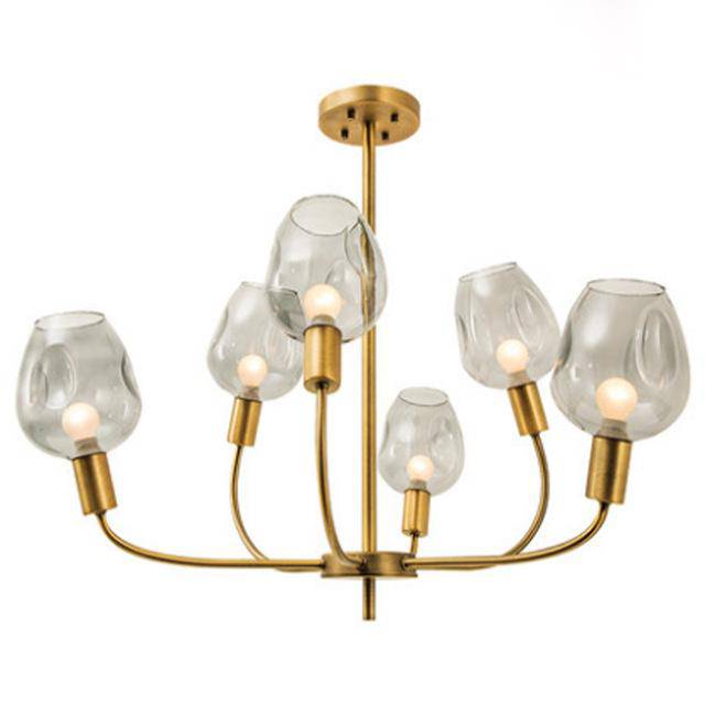 Gilded design chandelier and Modern smoked glass