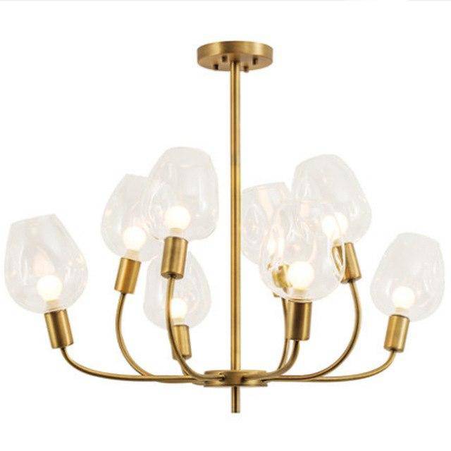 Gilded design chandelier and Modern smoked glass