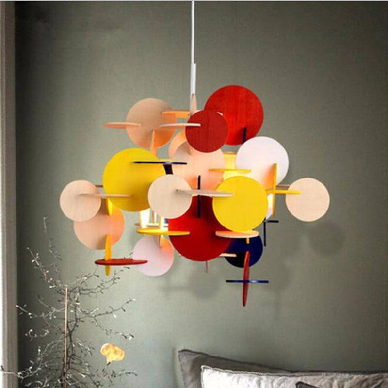 Chandelier Design Multicolor Wood