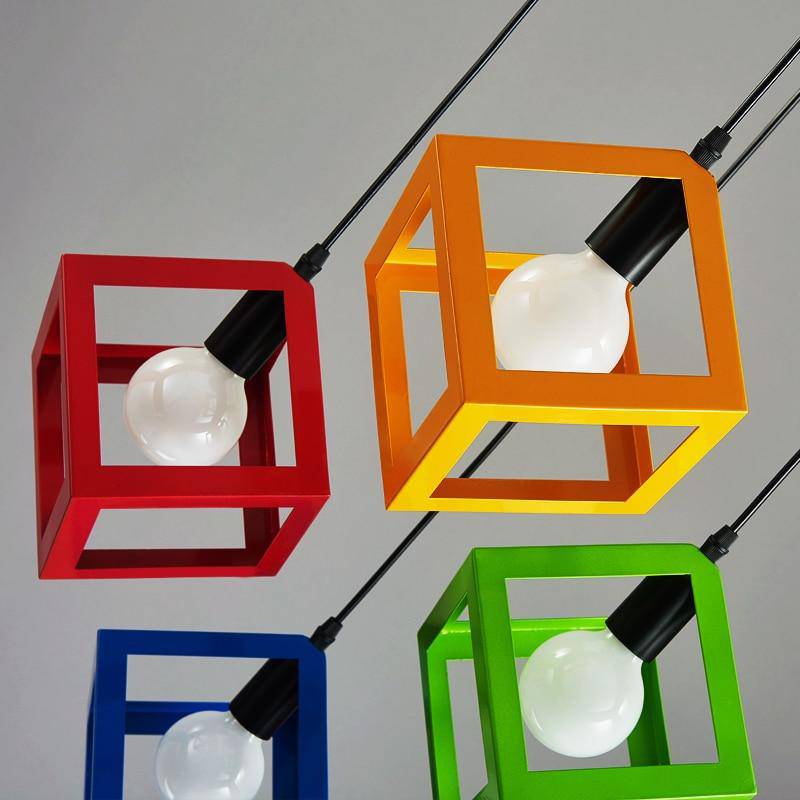 LED design pendant light cube edge in metal color
