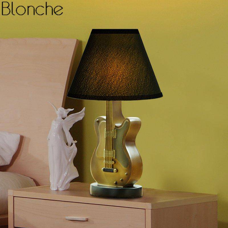 Guitar table lamp with lampshade Decor