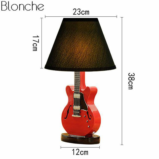 Guitar table lamp with lampshade Decor