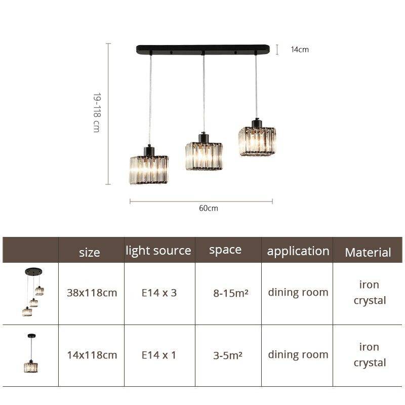 Lámpara de suspensión cristal cuadrado con LED design