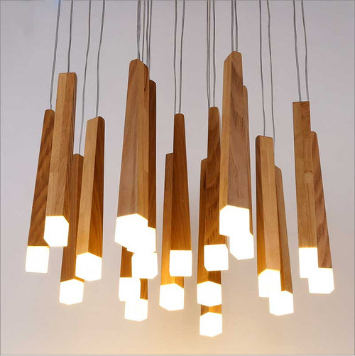 Modern pendant light long wooden bar Nordic