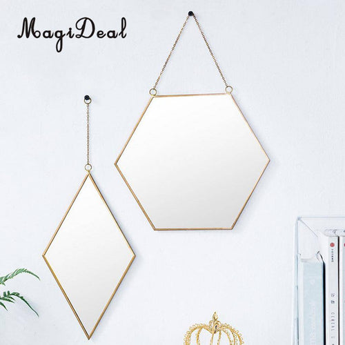 Frame gold diamond hanging wall mirror