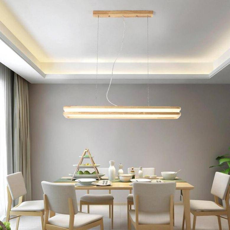 Lámpara de suspensión moderno Loft LED alargado de madera