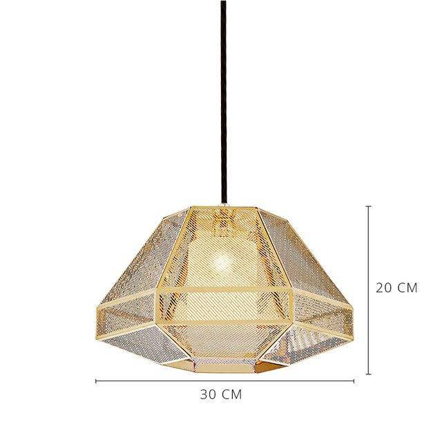 Lámpara de suspensión LED de forma geométrica de oro Moderno