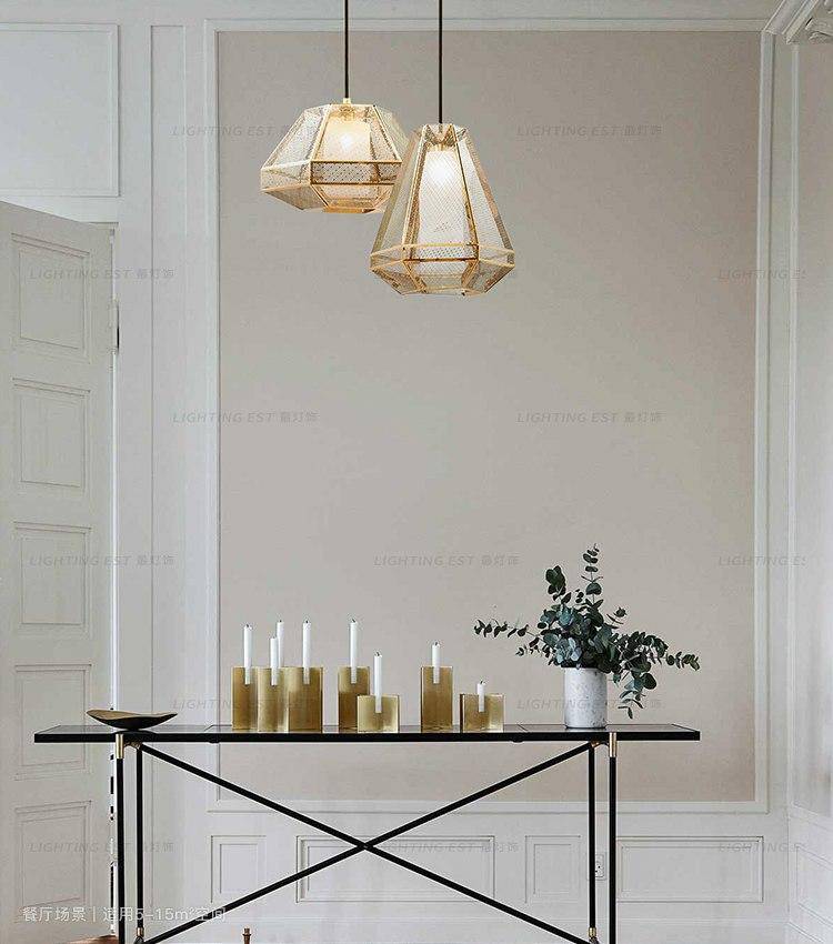 pendant light LED geometric shape gold Modern