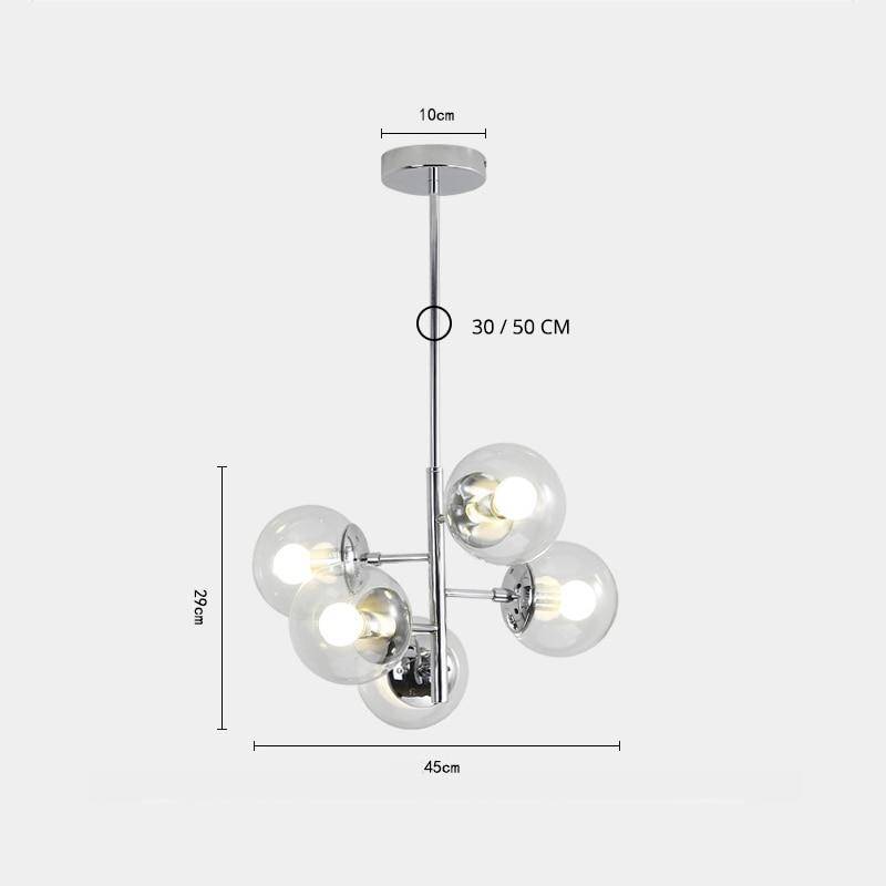pendant light chrome LED design and glass ball