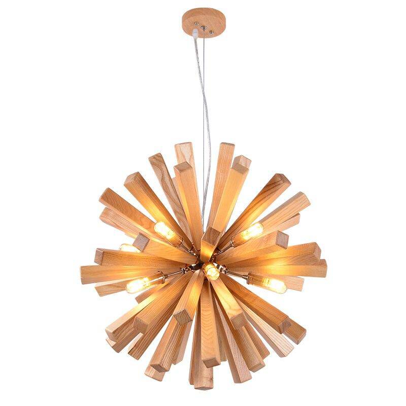 pendant light LED wood design Wongshi style