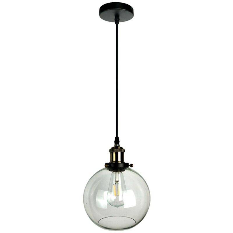 Suspension moderne LED noir avec abat-jour en verre Loft