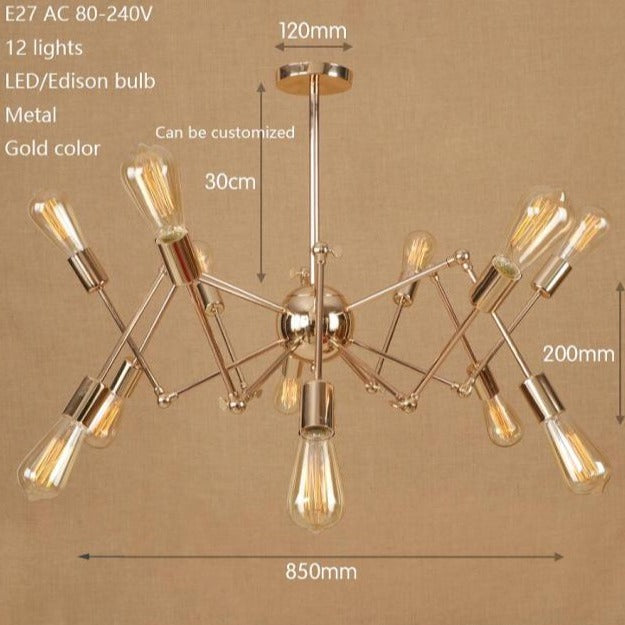 Makari modern LED spider style adjustable chandelier