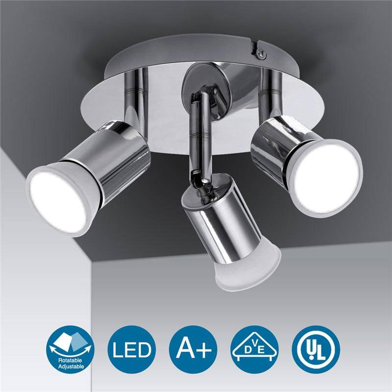 Ceiling light with 3 Spotlights chrome-plated modern