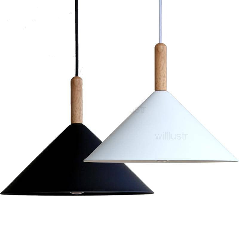 pendant light aluminum cone design and wooden stand