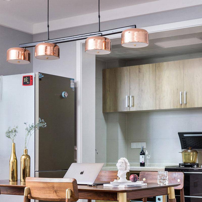 Modern chandelier with lampshade chrome