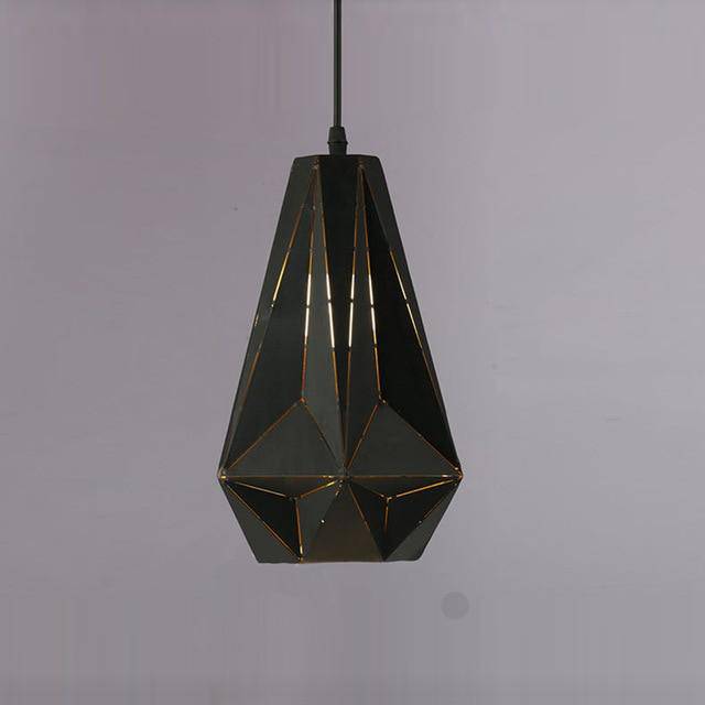 Lámpara de suspensión Perforación poligonal negra rústica
