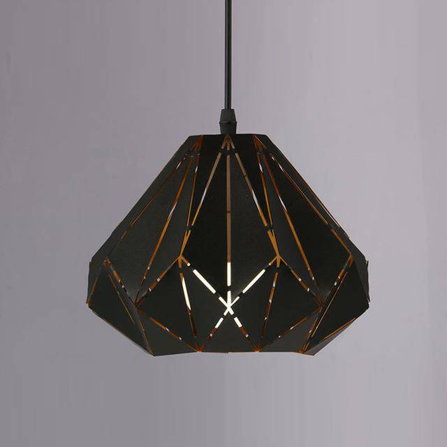 pendant light rustic black polygonal Perforation